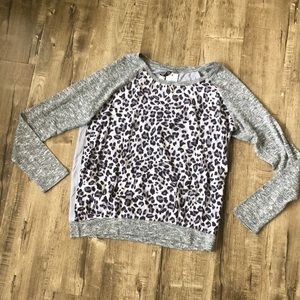 Kut from the Kloth Mixed Media Gray Leopard Long Sleeve Benter Pullover NWT Med